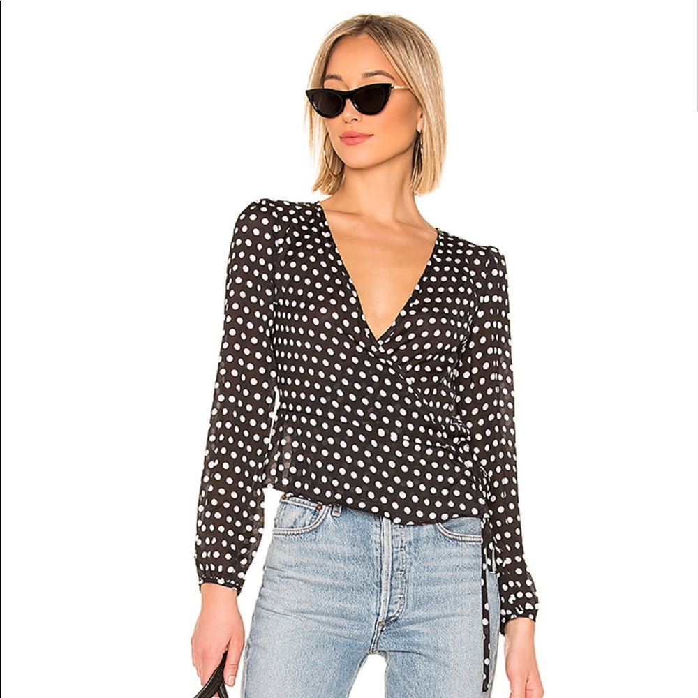 About Us Polka Dot Wrap Shirt